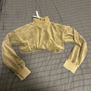 AKIRA Tan Velvet Crop Top